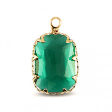 Crystal glass charm rectangle 13mm Classic green-gold